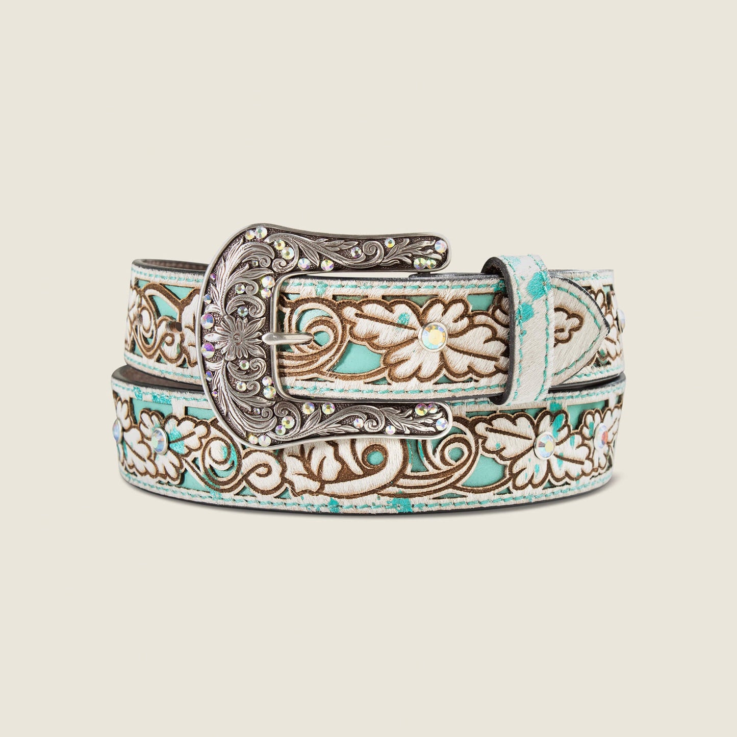 Hair-On Floral Belt