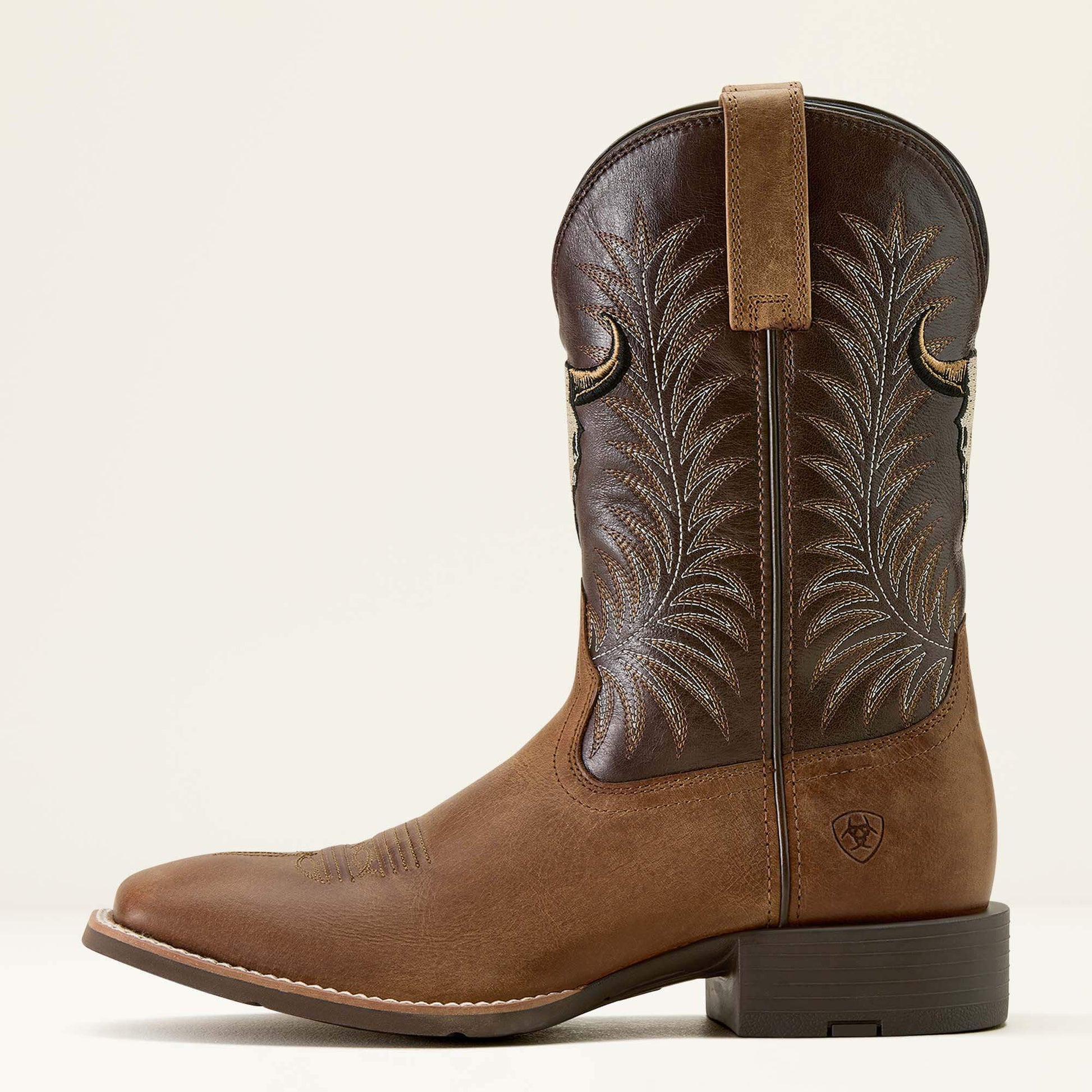 Sport Steer Skull Wide Square Toe Cowboy Boot