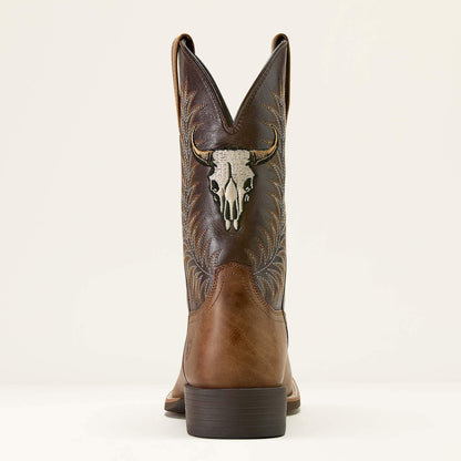 Sport Steer Skull Wide Square Toe Cowboy Boot