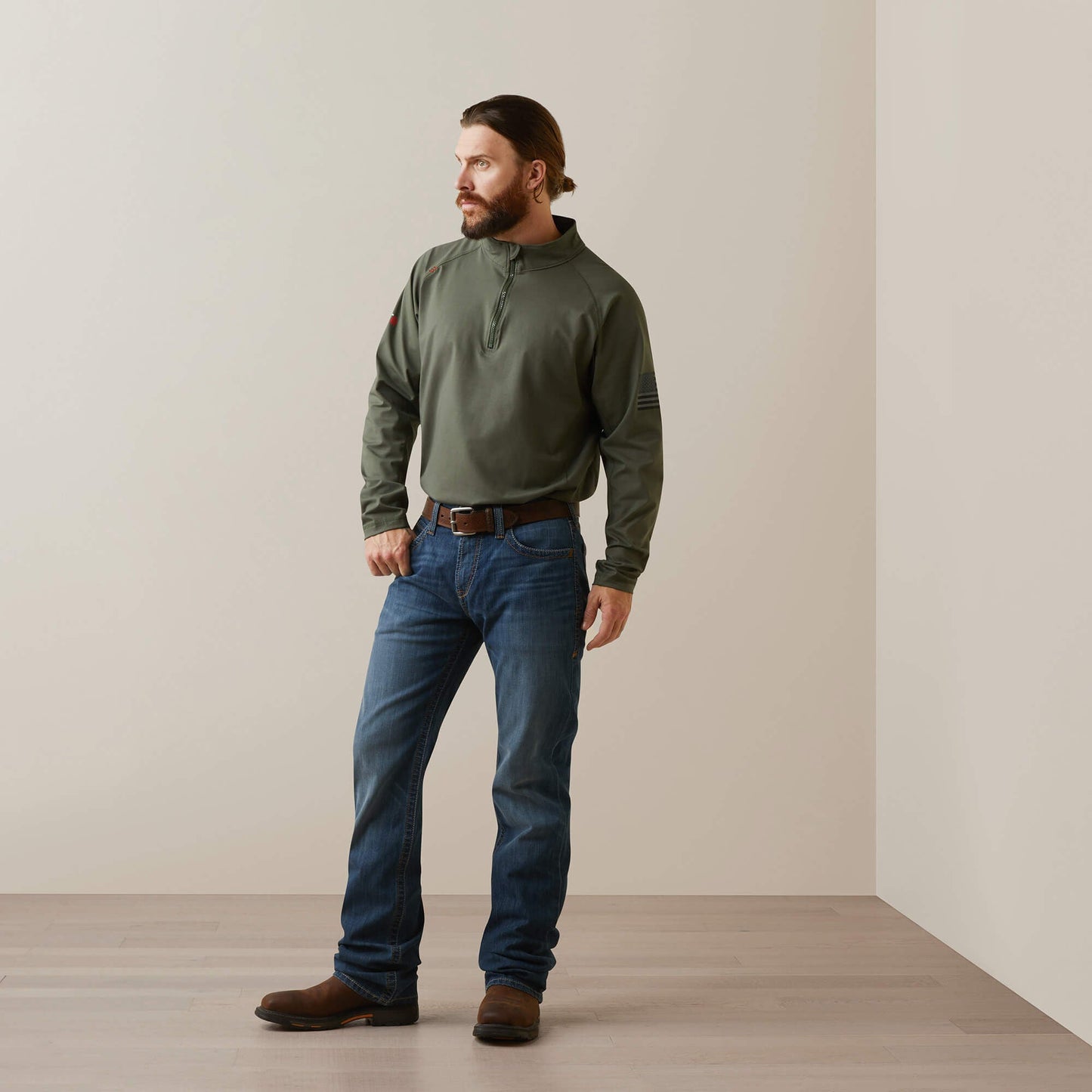 FR Combat Stretch Patriot 1/4 Zip Work Shirt