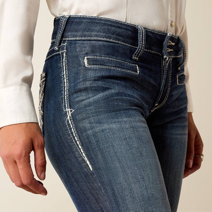 Trouser Mid Rise Stretch Entwined Wide Leg Jean