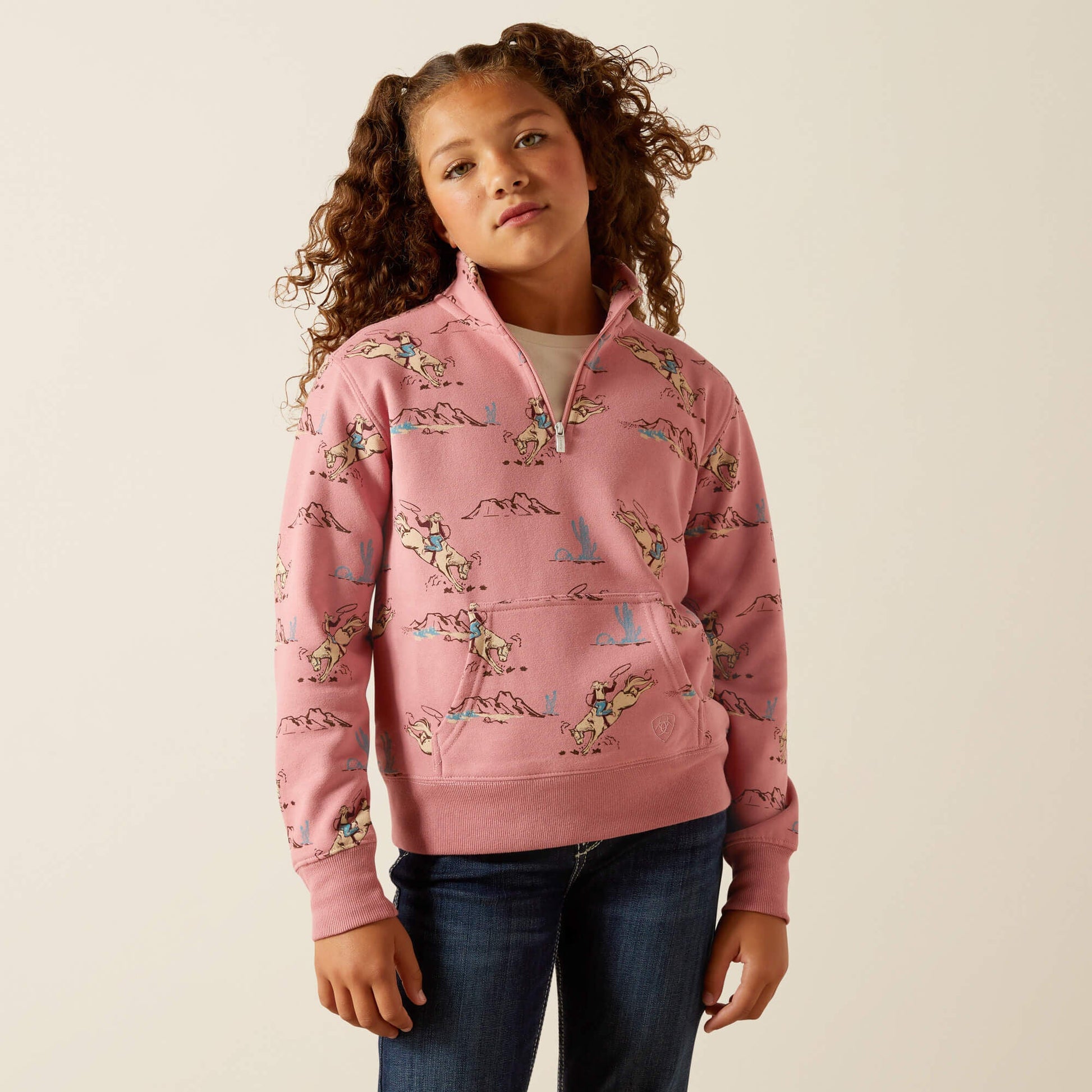 Bronc Scene 1/4 Zip Sweatshirt